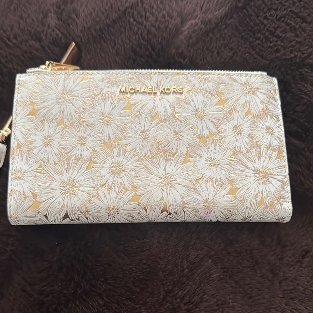 Michael Kors Gold Wallet with Elegant Floral Design
